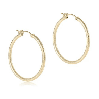 Enewton Classic Gold Round Textured Hoops - Enewton