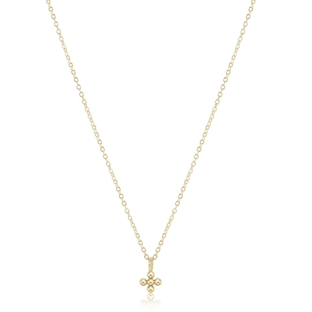 Enewton Classic Gold Small Beaded Signature Cross Necklace - Enewton