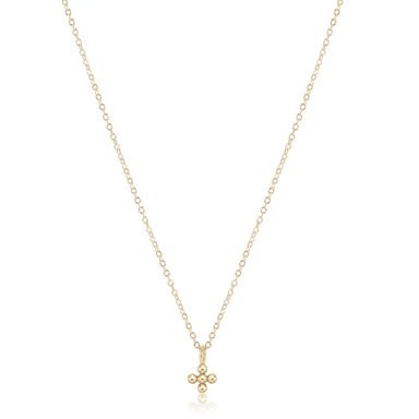 Enewton Classic Gold Small Beaded Signature Cross Necklace - Enewton