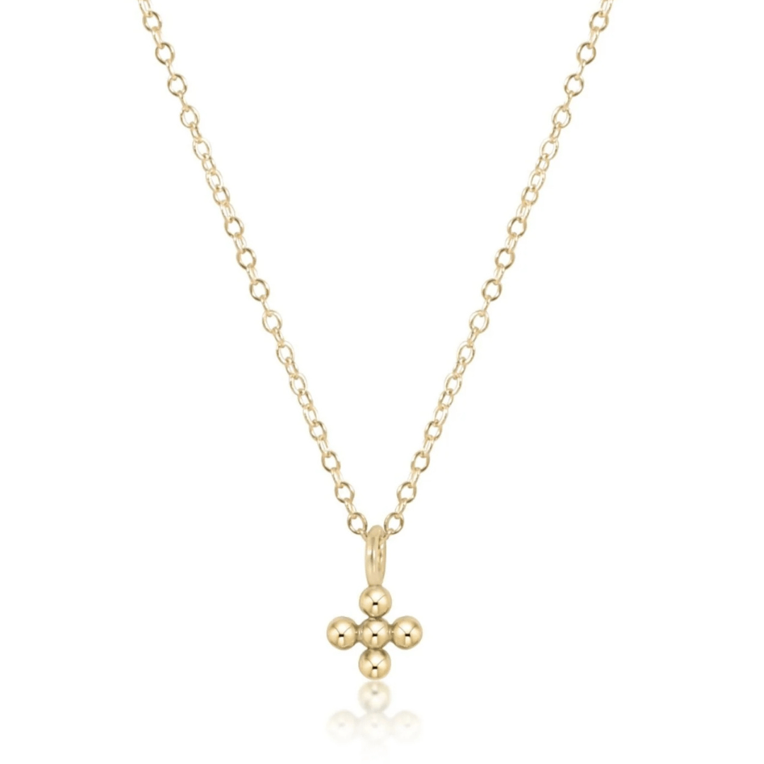 Enewton Classic Gold Small Beaded Signature Cross Necklace - Enewton