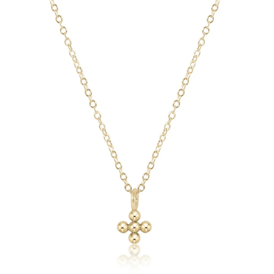 Enewton Classic Gold Small Beaded Signature Cross Necklace - Enewton