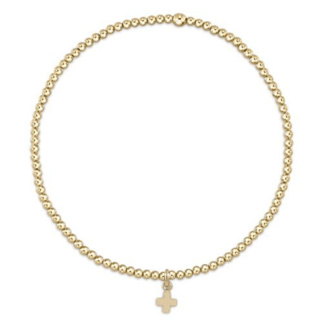 Enewton Classic Gold Small Signature Cross Charm Bracelet - 2mm - Enewton