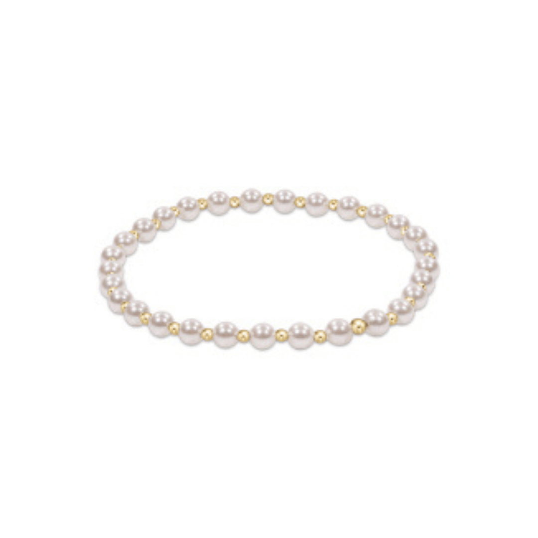 Enewton Classic Grateful Pattern 4mm Bead Bracelet - Pearl - Enewton