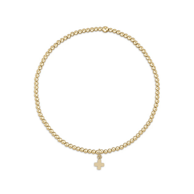 Enewton eGirl Gold Beaded Bracelet w/ Small Signature Cross Charm - 2mm - Enewton