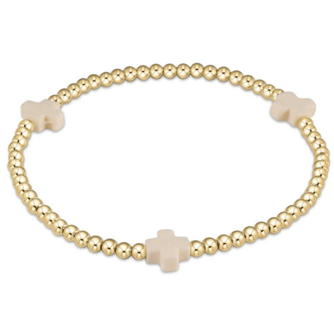 Enewton Extends Signature Cross Gold Bracelet - 3mm - Off White - Enewton