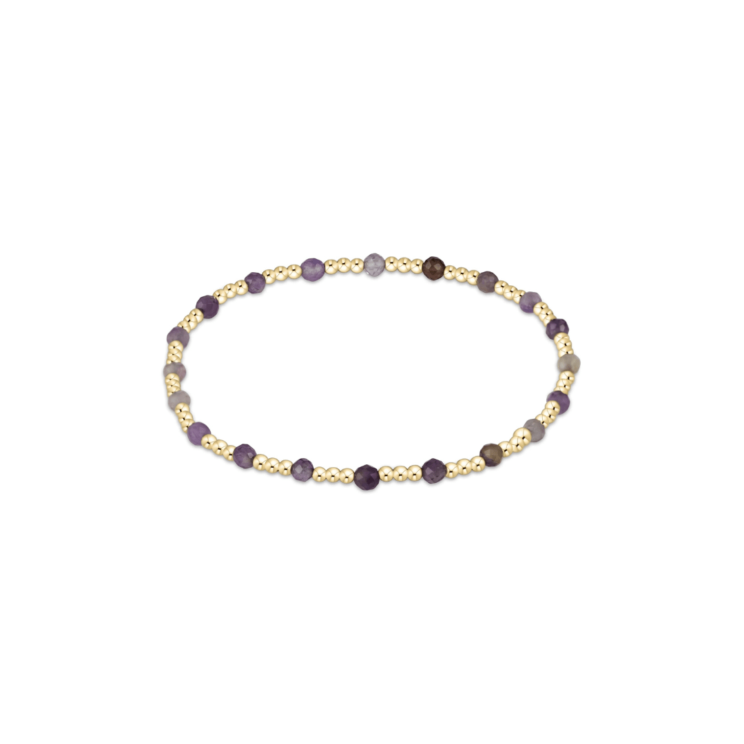 Enewton Gemstone Gold Sincerity Pattern 3mm Bead Bracelet - Amethyst - Enewton