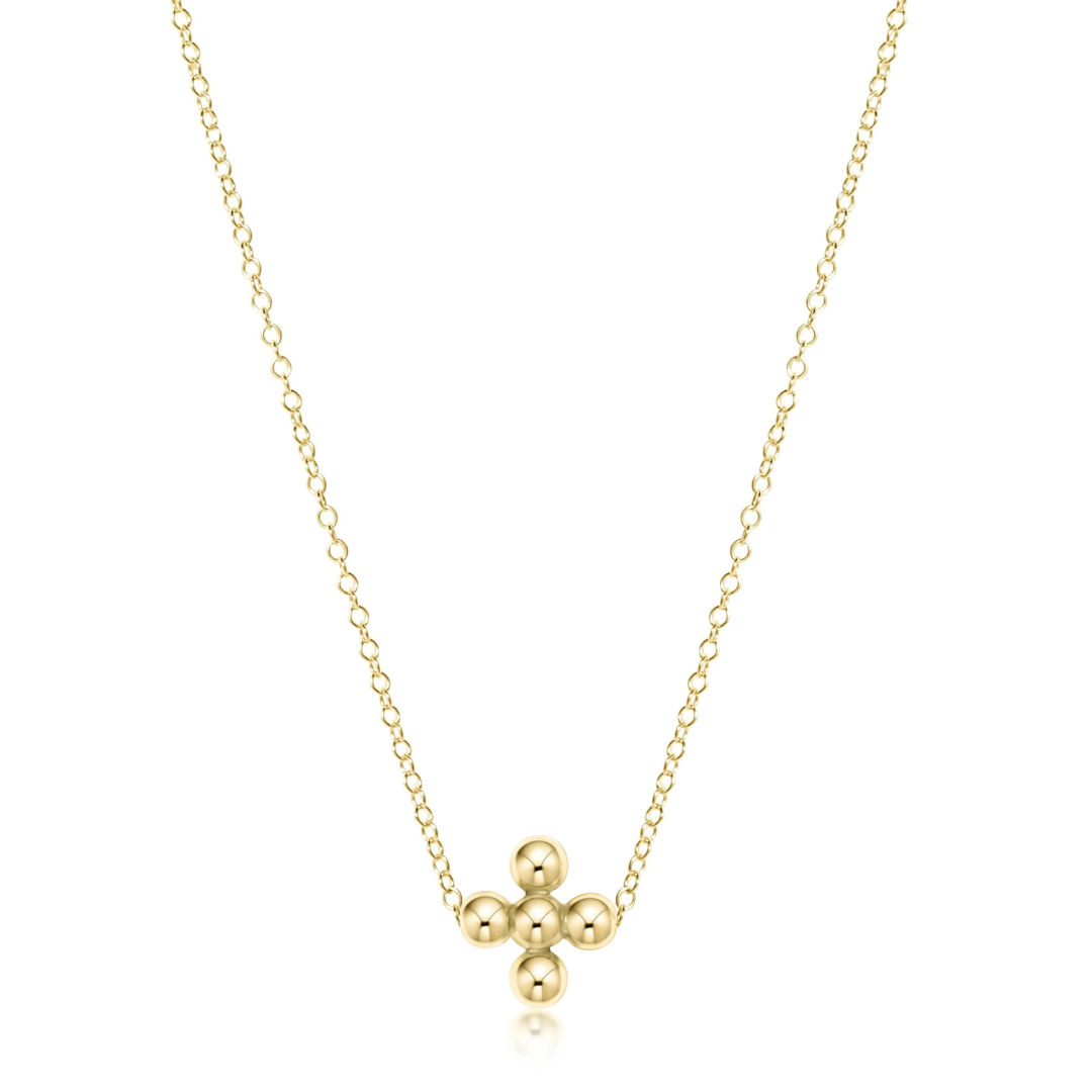 Enewton Gold Classic 3mm Beaded Signature Cross Necklace - Enewton