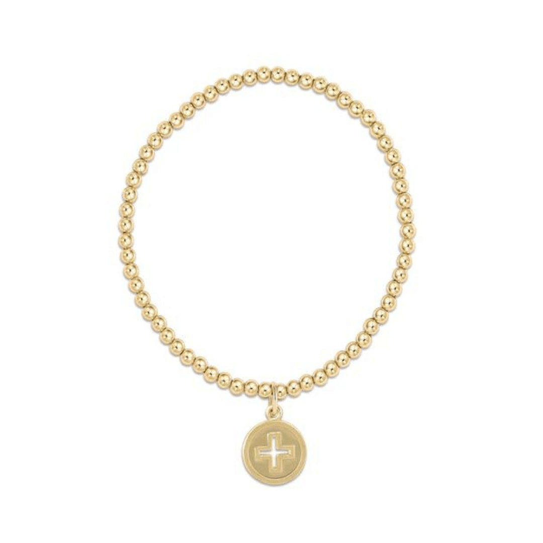 Enewton Gold Classic Bead Bracelet w/ Signature Cross Disc Charm - 3mm - Enewton