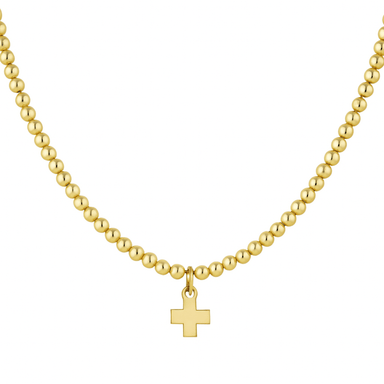 Enewton Gold Classic Beaded Necklace w/ Signature Cross Charm - 3mm - Enewton