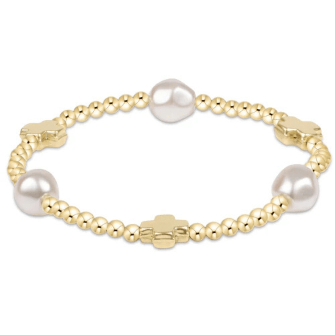 Enewton Gold Signature Cross Admire Bracelet - Pearl/3mm - Enewton