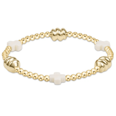 Enewton Gold Signature Cross Admire Pattern Bracelet - Off - White - Enewton