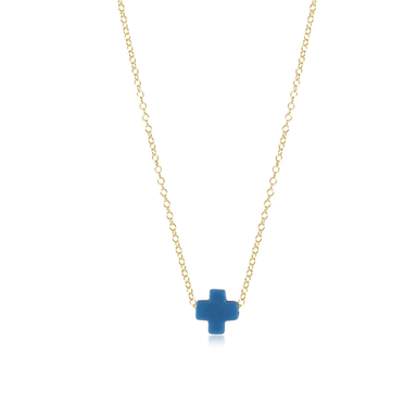 Enewton Gold Signature Cross Necklace - Cobalt - Enewton