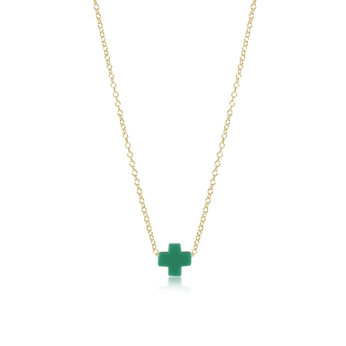 Enewton Gold Signature Cross Necklace - Emerald - Enewton