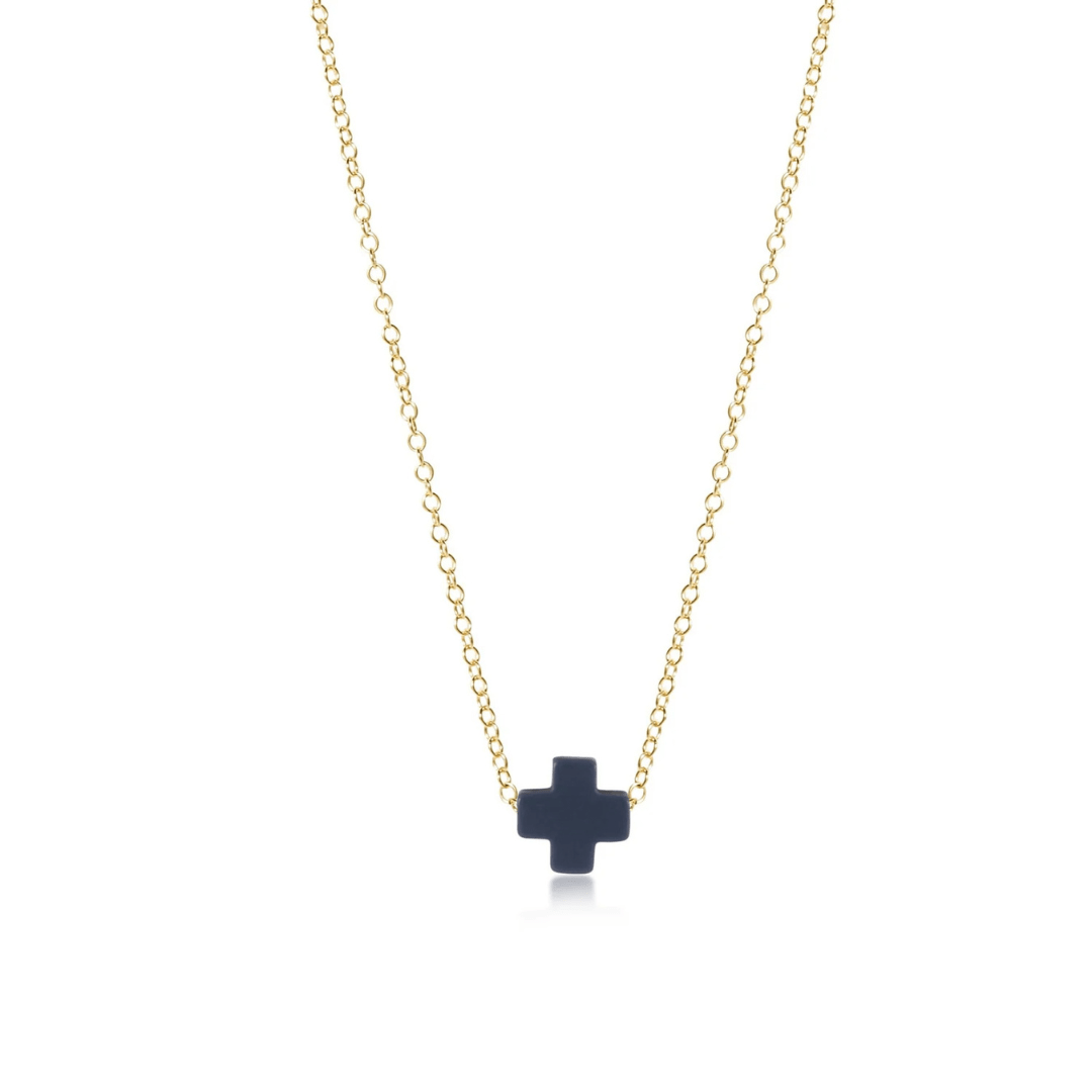 Enewton Gold Signature Cross Necklace - Navy - Enewton
