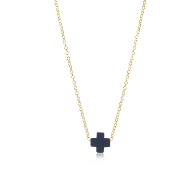 Enewton Gold Signature Cross Necklace - Navy - Enewton