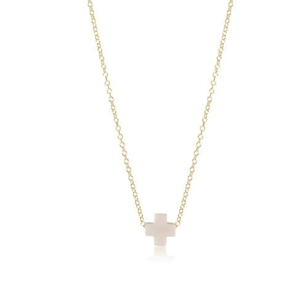Enewton Gold Signature Cross Necklace - Off - White - Enewton