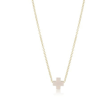 Enewton Gold Signature Cross Necklace - Off - White - Enewton