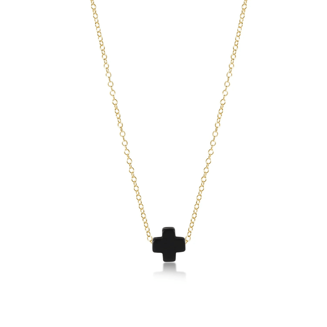 Enewton Gold Signature Cross Necklace - Onyx - Enewton
