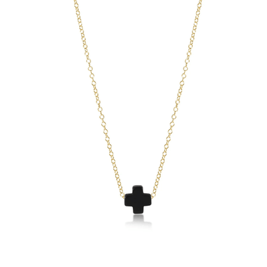 Enewton Gold Signature Cross Necklace - Onyx - Enewton