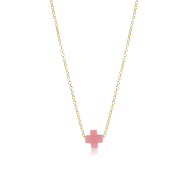 Enewton Gold Signature Cross Necklace - Pink - Enewton