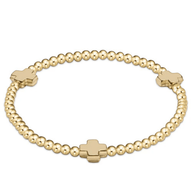Enewton Gold Signature Cross Pattern Bead Bracelet - 3mm - Enewton