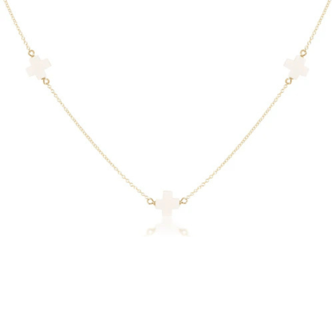 Enewton Gold Simplicity Chain Necklace - Off - White Signature Cross - Enewton