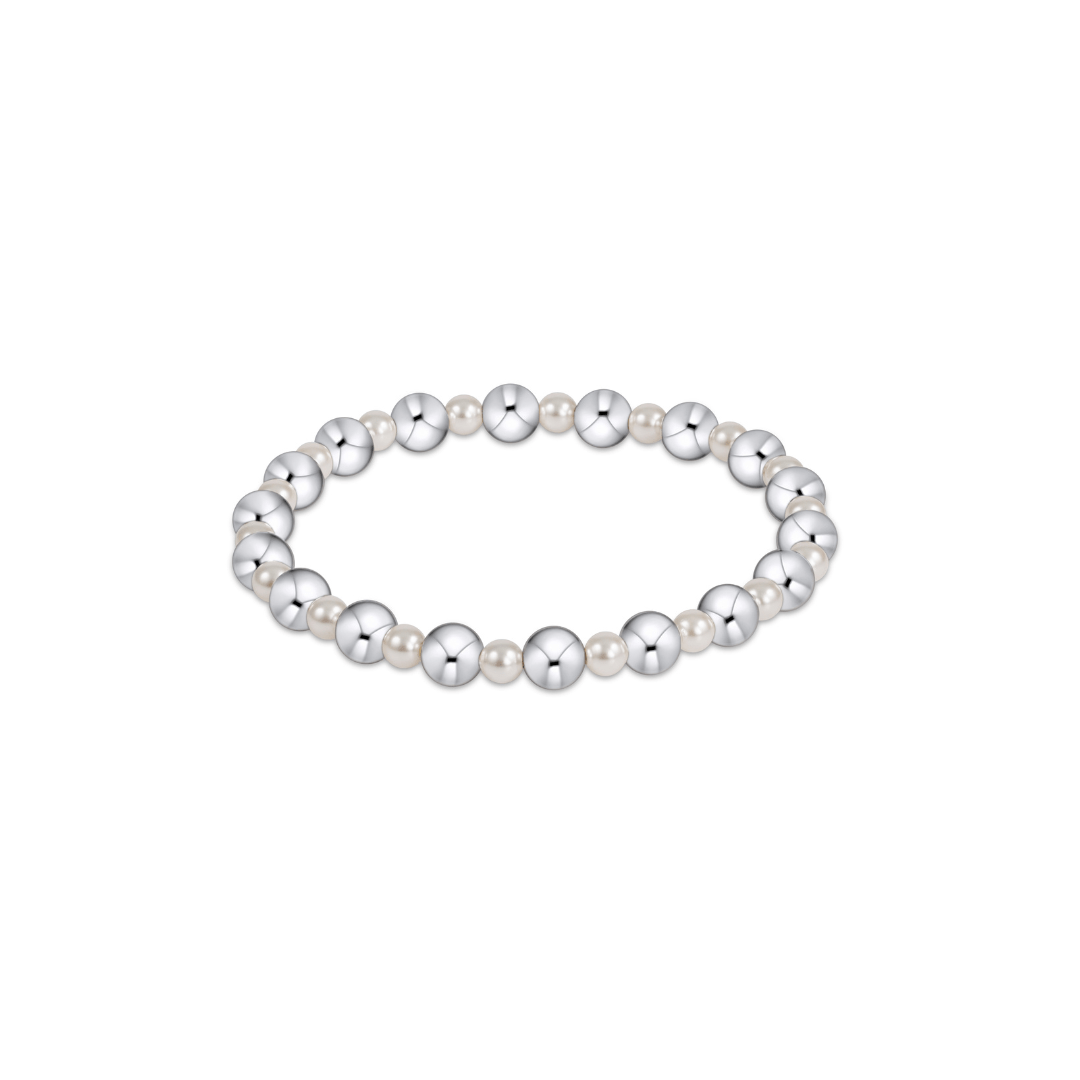Enewton Grateful Pattern Sterling Bead Bracelet - Pearl - 4mm/6mm - Enewton