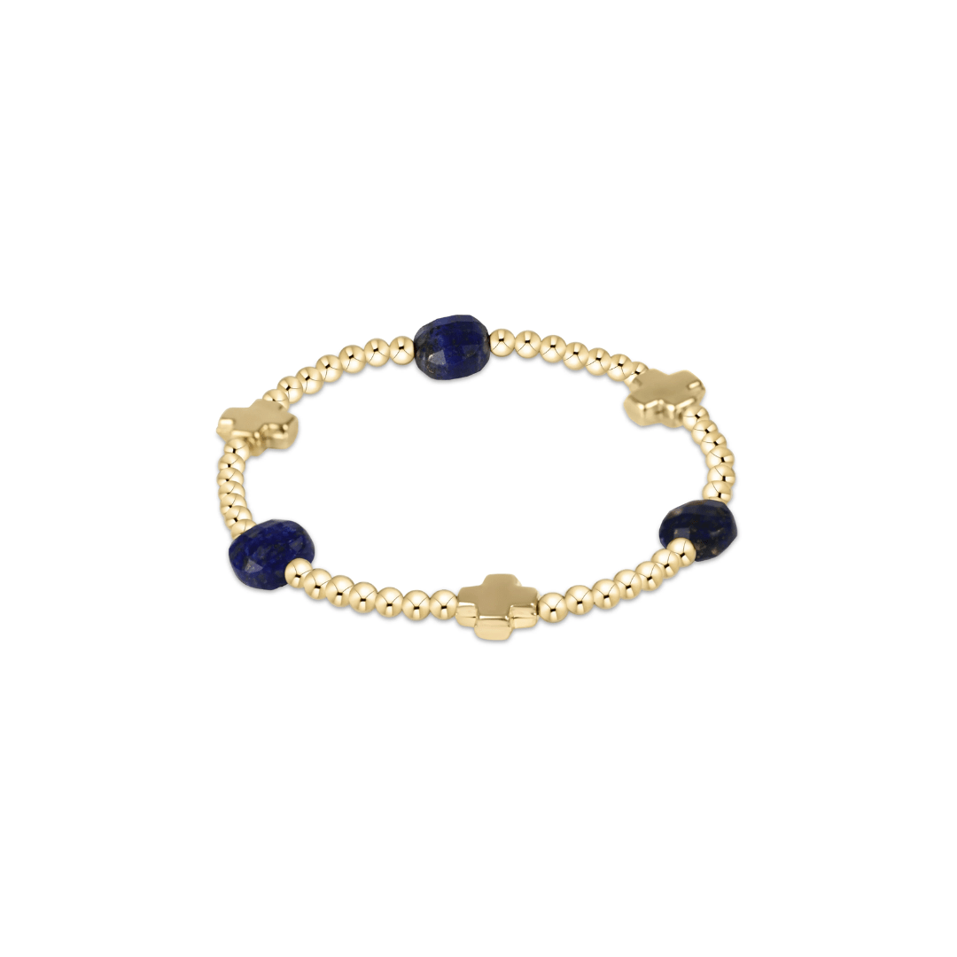 Enewton Signature Cross Admire Gold Pattern 3mm Bead Bracelet - Lapis - Enewton