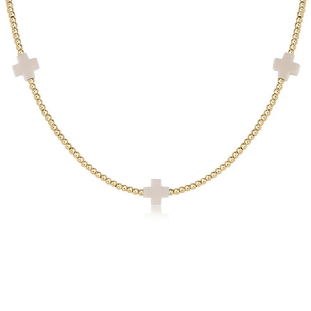 Enewton Signature Cross Pattern Necklace - Off - White - 2mm - Enewton