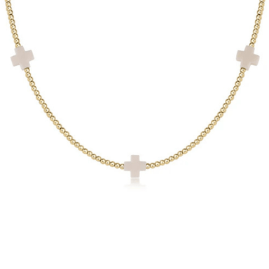 Enewton Signature Cross Pattern Necklace - Off - White - 2mm - Enewton