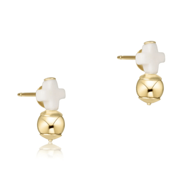 Enewton Signature Cross Small Off - White Stud - Classic Gold - Enewton