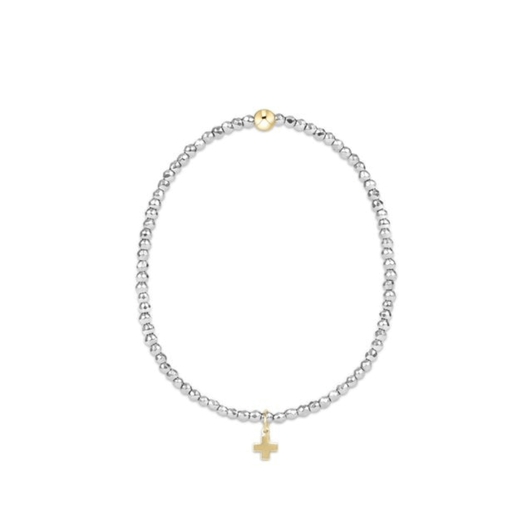 Enewton Silver 2mm Bead Bracelet - Signature Cross Gold Charm - Enewton