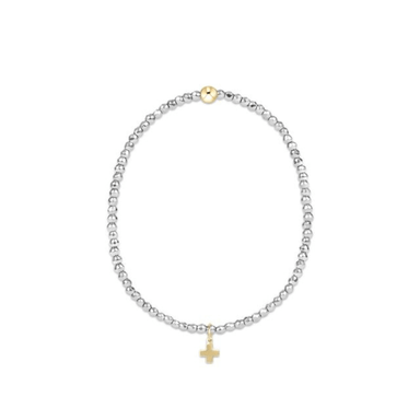 Enewton Silver 2mm Bead Bracelet - Signature Cross Gold Charm - Enewton