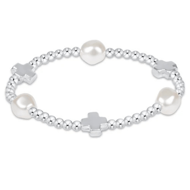 Enewton Sterling Signature Cross Admire Pattern Bracelet - Pearl - 3mm - Enewton