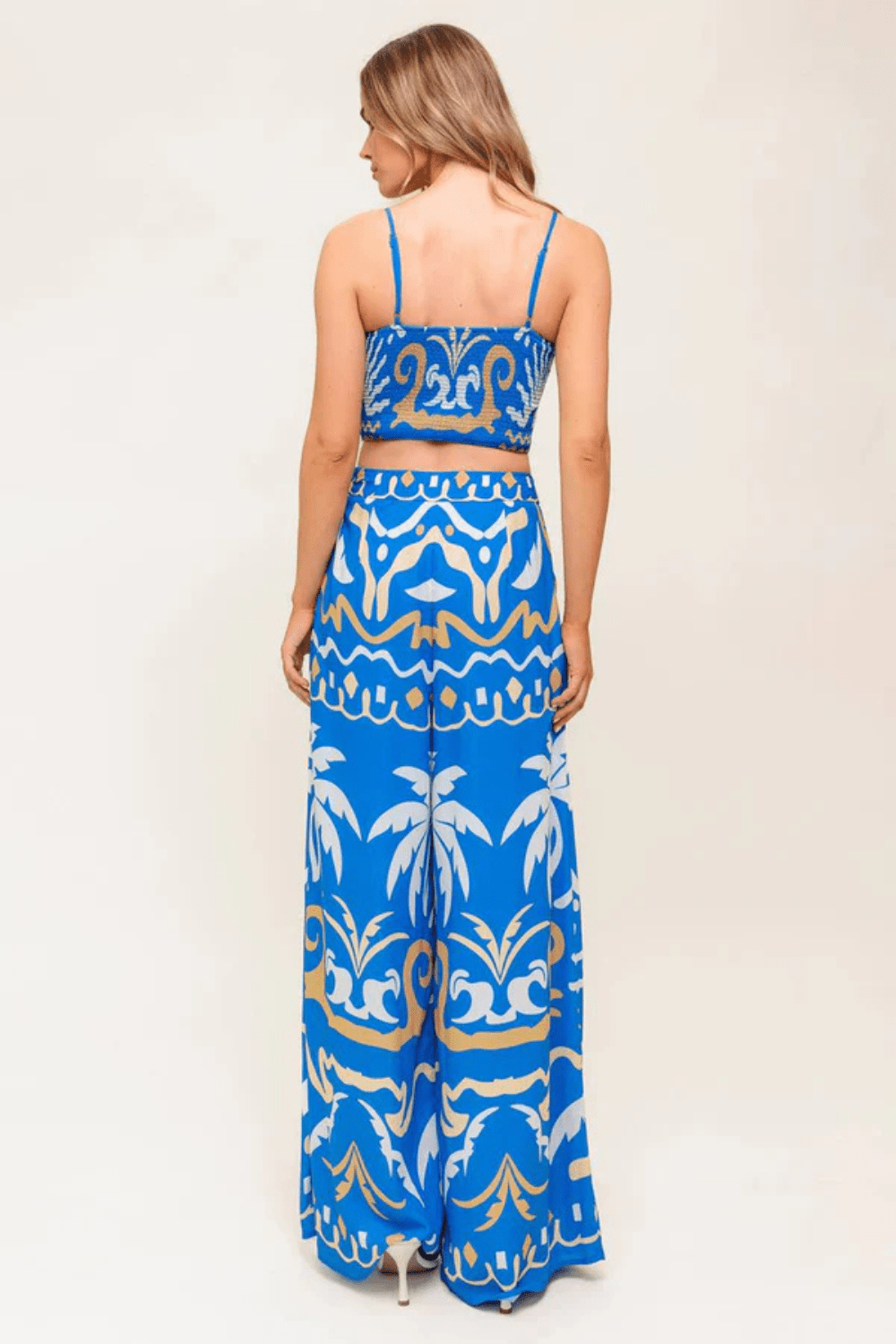 Flying Tomato Evening Blue Woven Crop Top and Pant Set - Flying Tomato