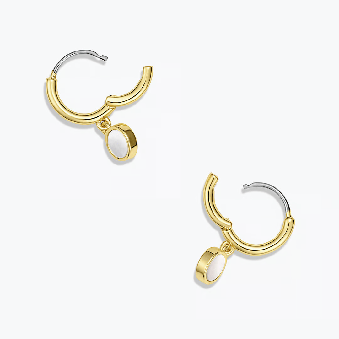 Gorjana Rose Marble Coin Huggies - Mother of Pearl/Gold - Gorjana