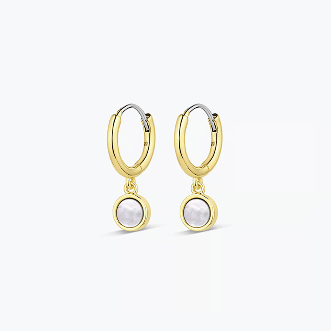 Gorjana Rose Marble Coin Huggies - Mother of Pearl/Gold - Gorjana