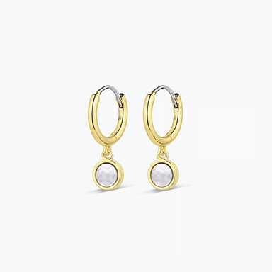 Gorjana Rose Marble Coin Huggies - Mother of Pearl/Gold - Gorjana