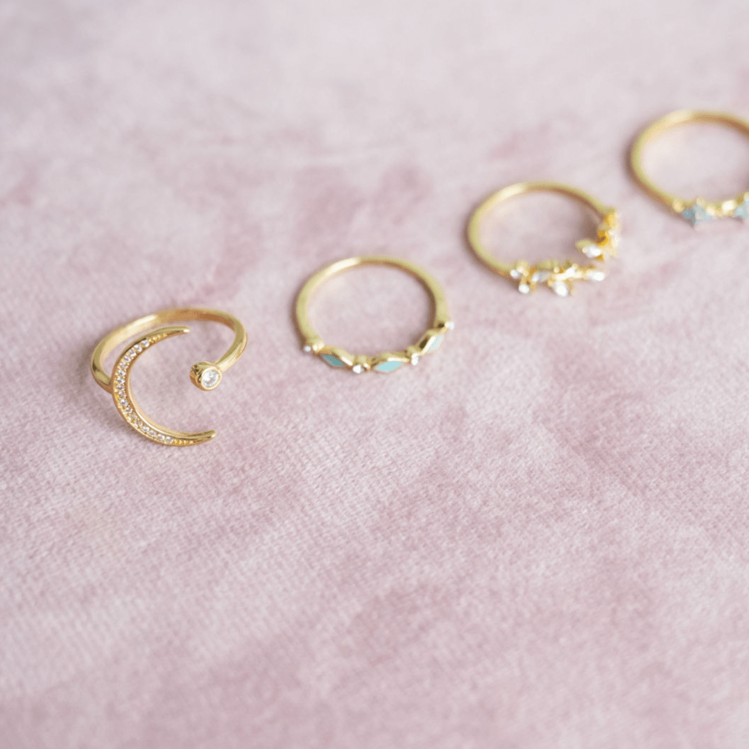 Grit & Grace Adjustable Coastal Charm Ring - Lunar Phase - Grit & Grace Studio