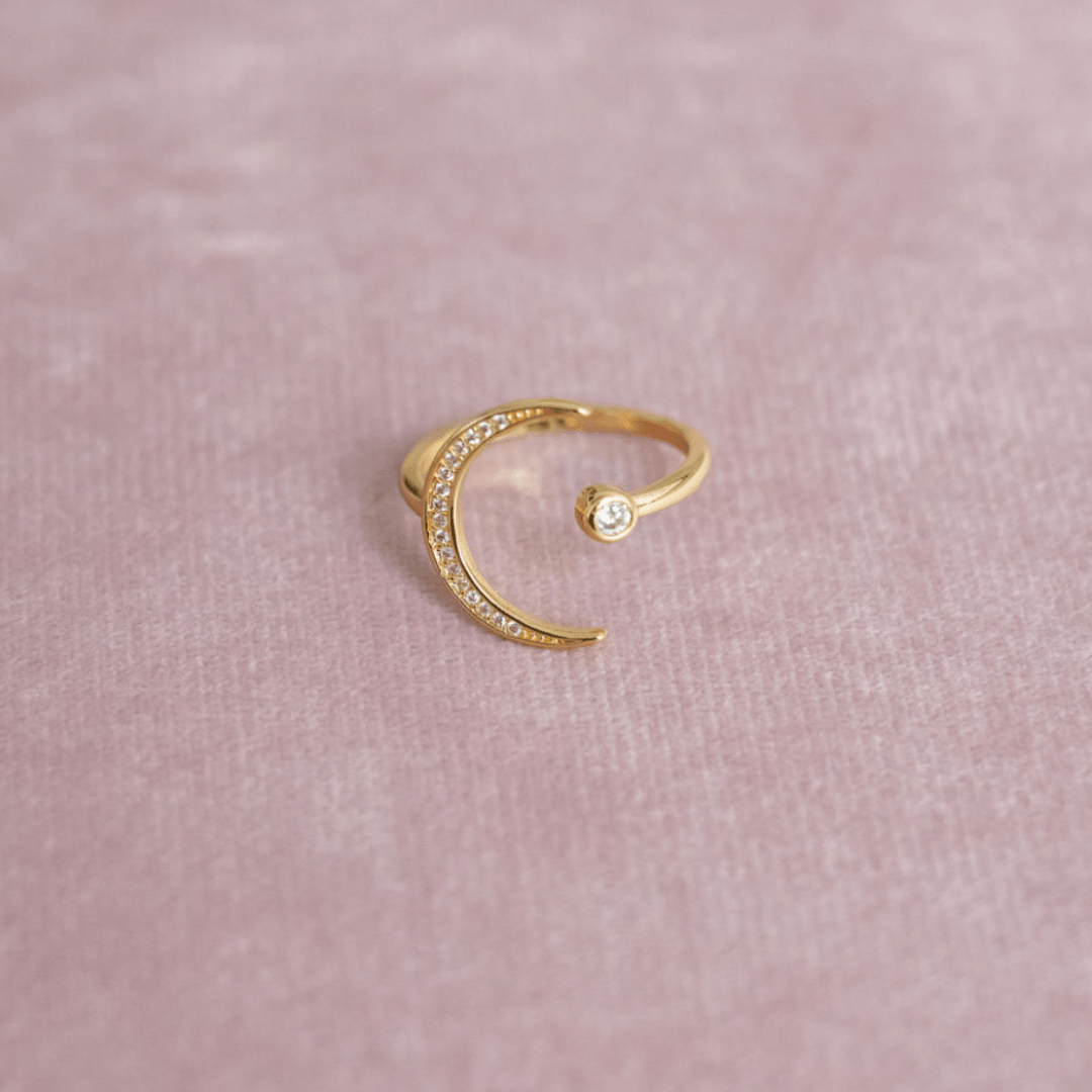 Grit & Grace Adjustable Coastal Charm Ring - Lunar Phase - Grit & Grace Studio