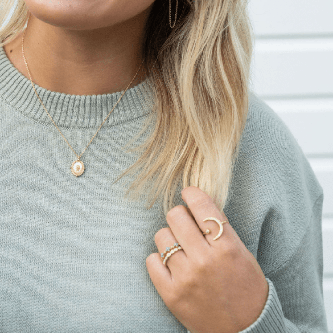 Grit & Grace Adjustable Coastal Charm Ring - Lunar Phase - Grit & Grace Studio