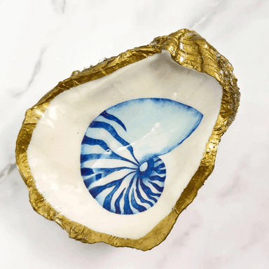Grit & Grace Decoupage Oyster Shell Jewelry Dish - Nautilus Shell - Grit & Grace Studio
