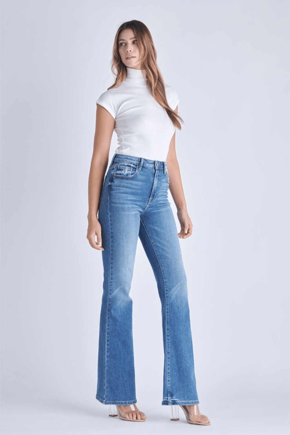 Hidden Happi High Rise Flare Jeans - Medium Dark - Hidden Jean