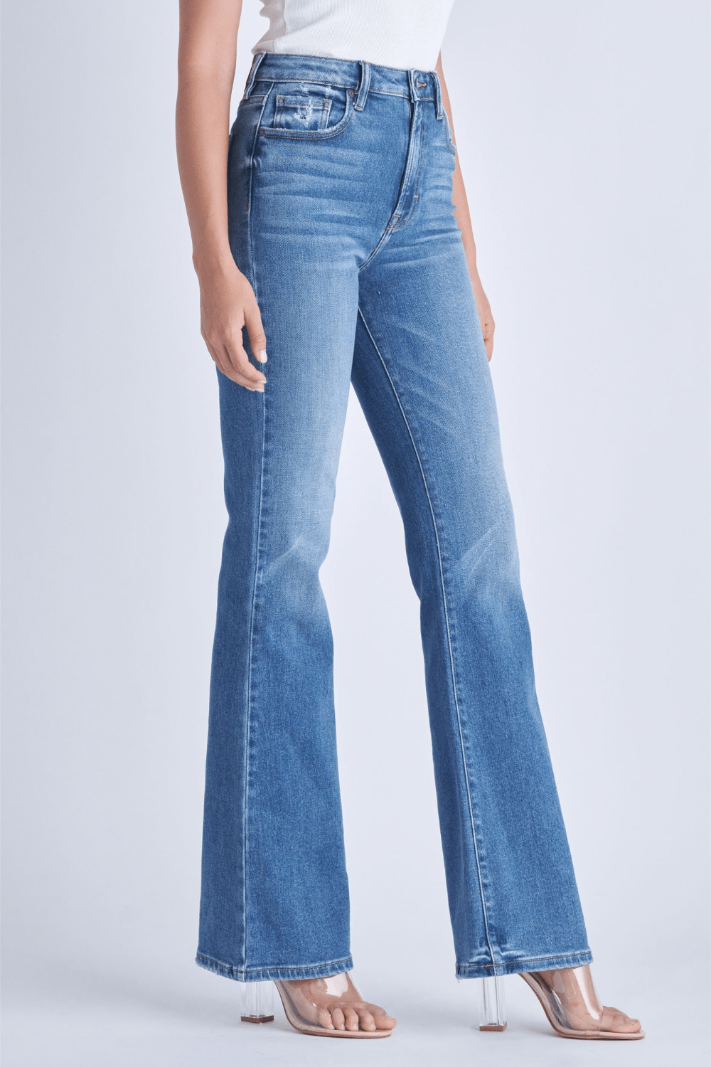 Hidden Happi High Rise Flare Jeans - Medium Dark - Hidden Jean