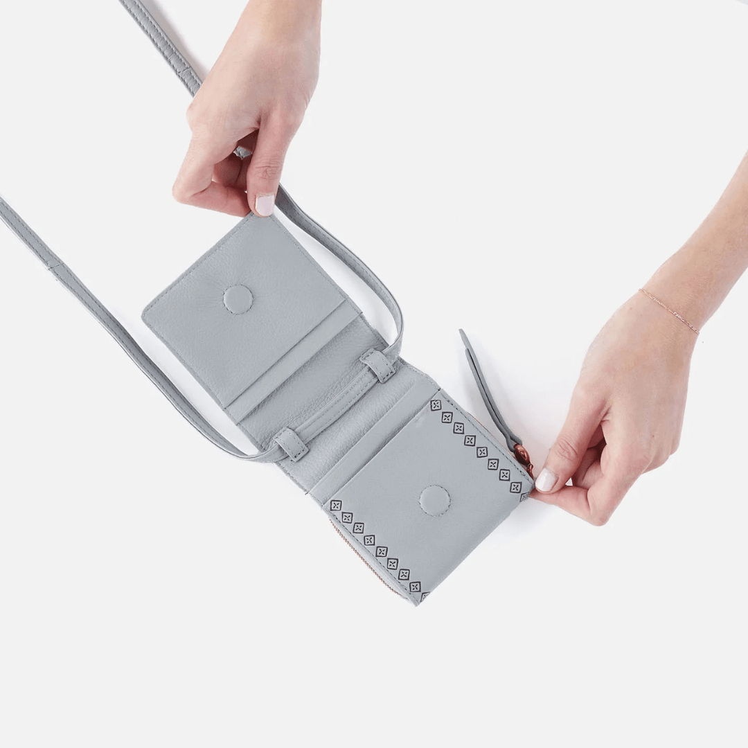 Hobo Fern Pebbled Leather Wallet Crossbody - Blue Pearl - Hobo