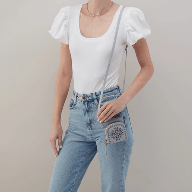 Hobo Fern Pebbled Leather Wallet Crossbody - Blue Pearl - Hobo