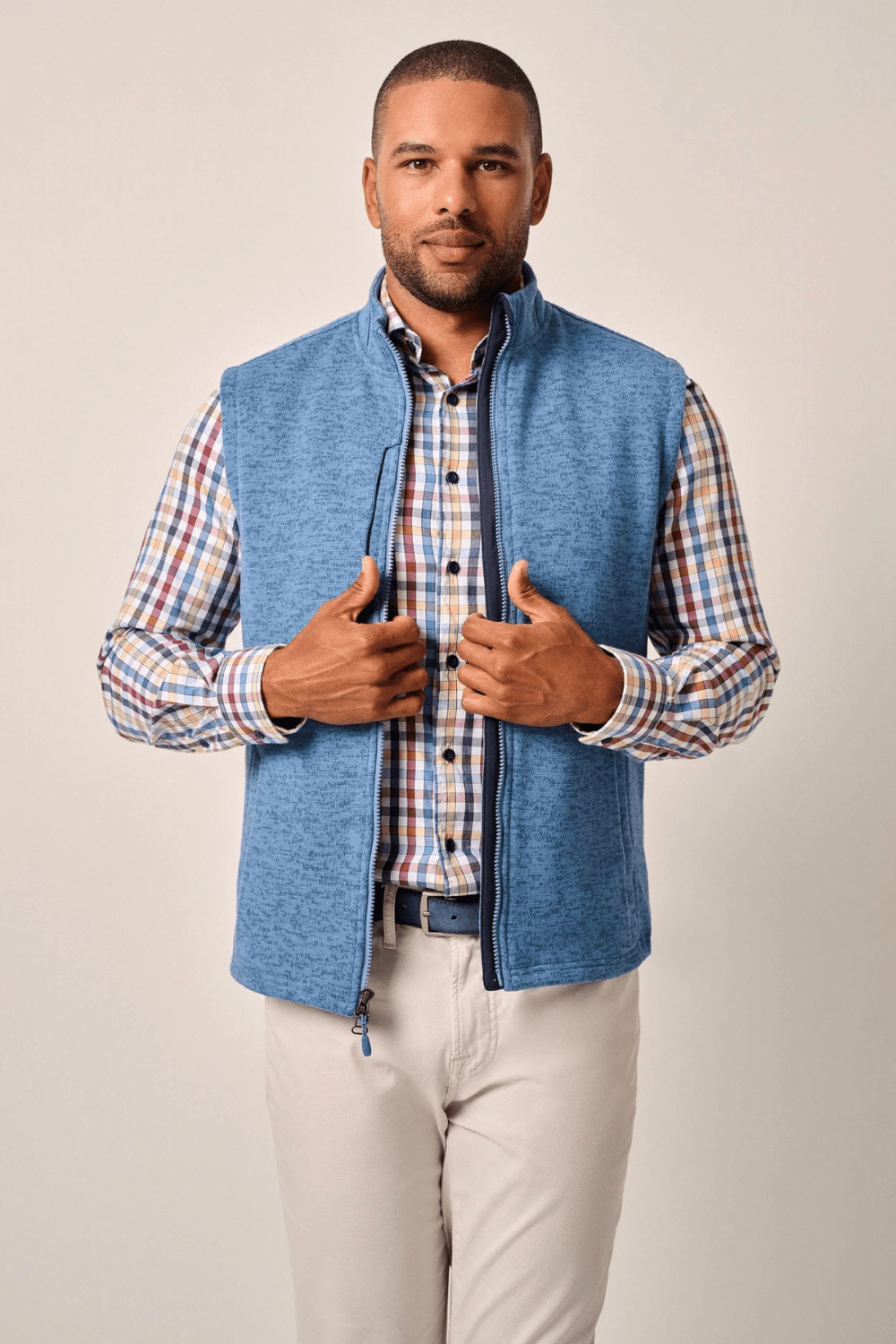 Johnnie - O Denalis Zipper Vest - Mid Blue - Johnnie - O