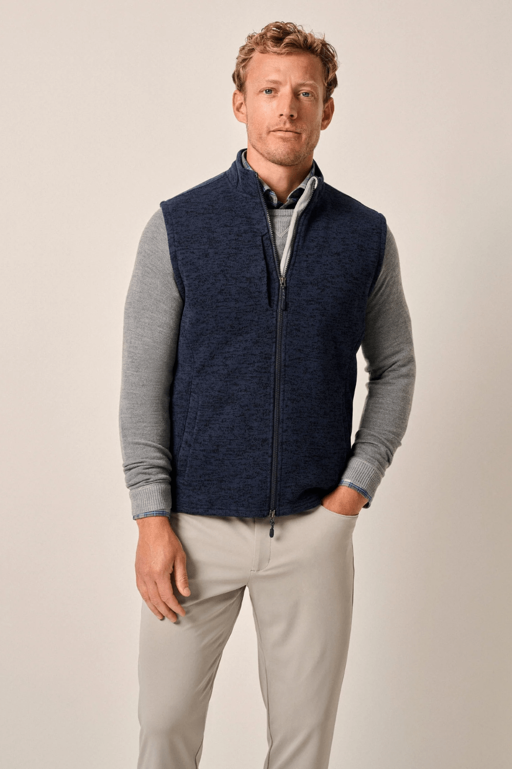 Johnnie - O Denalis Zipper Vest - Navy - Johnnie - O