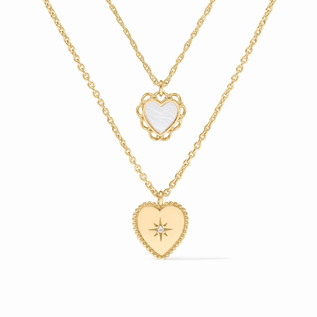 Julie Vos Heart Duo Delicate Necklace - Mother of Pearl - Julie Vos