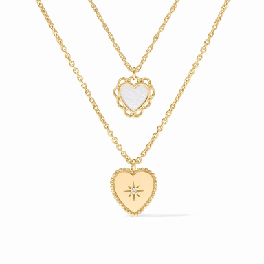 Julie Vos Heart Duo Delicate Necklace - Mother of Pearl - Julie Vos